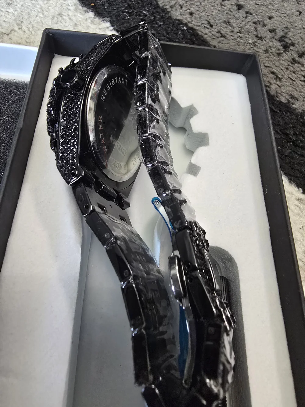 Black Crystal-Embellished men's Fashion Watch